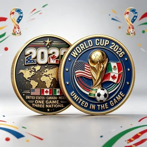Idealforce 2026 World Cup Soccer Challenge Coin, 3D Embossed Metal Commemorative Coin, Football Collectible Souvenir for Sports Fans and Coin Collectors Idealforce 2026 World Cup Soccer Challenge Coin, 3D Embossed Metal Commemorative Coin, Football Collectible Souvenir for Sports Fans and Coin Collectors