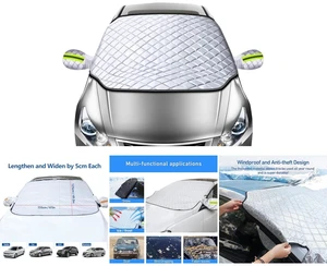 Idealforce Heavy Duty 4-Layer Car Windshield Snow Cover, Winter Ice Frost Guard Protector Shield, Waterproof Windproof Snow Ice Blocker, Universal Fit for Sedan, SUV, Easy Install for Outdoor Parking Idealforce Heavy Duty 4-Layer Car Windshield Snow Cover, Winter Ice Frost Guard Protector Shield, Waterproof Windproof Snow Ice Blocker, Universal Fit for Sedan, SUV, Easy Install for Outdoor Parking