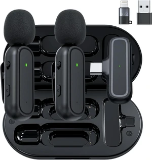 Idealforce Wireless Lavalier Microphone with Charging Case, 2TX+1RX Clip-on Lapel Mic for iPhone, Android, iPad, Ideal for Vlogging, Video Recording and Live Streaming Idealforce Wireless Lavalier Microphone with Charging Case, 2TX+1RX Clip-on Lapel Mic for iPhone, Android, iPad, Ideal for Vlogging, Video Recording and Live Streaming