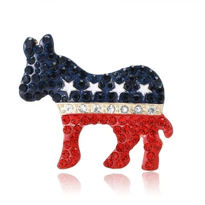 Idealforce Patriotic Democrat Donkey Lapel Brooch Pin, Red White Blue Rhinestone Paved Democratic Party Symbol Jewelry, Decorative Political Badge for Election Campaign & Daily Wear Idealforce Patriotic Democrat Donkey Lapel Brooch Pin, Red White Blue Rhinestone Paved Democratic Party Symbol Jewelry, Decorative Political Badge for Election Campaign & Daily Wear