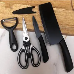 Idealforce 4Piece Premium Stainless Steel Kitchen Knife Set, Includes Chef Knife, Fruit Knife, Paring Knife, Peeler & Kitchen Scissors, Professional Sharp Cutlery for Home Food Prep Idealforce 4Piece Premium Stainless Steel Kitchen Knife Set, Includes Chef Knife, Fruit Knife, Paring Knife, Peeler & Kitchen Scissors, Professional Sharp Cutlery for Home Food Prep