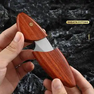 Idealforce Compact Mini Portable Pocket Knife with Case, Durable Hard Stainless Steel Blade, Wood Handle Fruit & Barbecue Knife for Camping Outdoor Activities Idealforce Compact Mini Portable Pocket Knife with Case, Durable Hard Stainless Steel Blade, Wood Handle Fruit & Barbecue Knife for Camping Outdoor Activities
