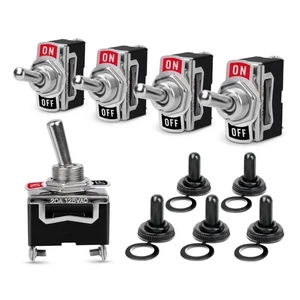 Idealforce 5 Pack SPST 2 Pin Rocker Toggle Switch, 5A 250V 20A 125V ON/OFF Switch with Waterproof Boot Cover Idealforce 5 Pack SPST 2 Pin Rocker Toggle Switch, 5A 250V 20A 125V ON/OFF Switch with Waterproof Boot Cover