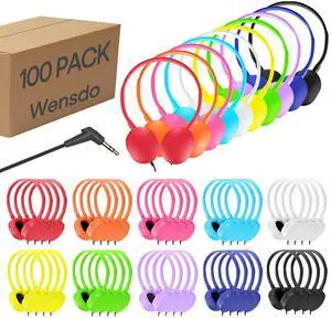 Wensdo Bulk Headphones 100 Pack Multi Color for School Classroom Kids, Wholesale Class Set Durable Earphones for Students Children Toddler Teens Boys Girls and Adult (HY104,100 Mixed) Wensdo Bulk Headphones 100 Pack Multi Color for School Classroom Kids, Wholesale Class Set Durable Earphones for Students Children Toddler Teens Boys Girls and Adult (HY104,100 Mixed)