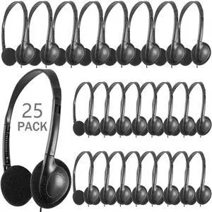 CN-Outlet Wholesale Kids Headphones in Bulk 25 Pack for School Classroom Students Children and Adults - Black (25 Black Straight) CN-Outlet Wholesale Kids Headphones in Bulk 25 Pack for School Classroom Students Children and Adults - Black (25 Black Straight)