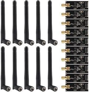 10Pcs NRF24L01+PA+LNA 2.4GHz Wireless Transceiver Module with SMA Antenna & Breakout Adapter 1100m Range On-Board 3.3V Regulator for Arduino 10Pcs NRF24L01+PA+LNA 2.4GHz Wireless Transceiver Module with SMA Antenna & Breakout Adapter 1100m Range On-Board 3.3V Regulator for Arduino