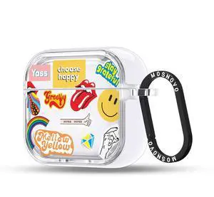 MOSNOVO Case for Airpods 4, Protective Clear Case with Shockproof Dual Layer Hard Luxe Metal Ring Designed for Airpods 4 Generation - Pop Culture MOSNOVO Case for Airpods 4, Protective Clear Case with Shockproof Dual Layer Hard Luxe Metal Ring Designed for Airpods 4 Generation - Pop Culture