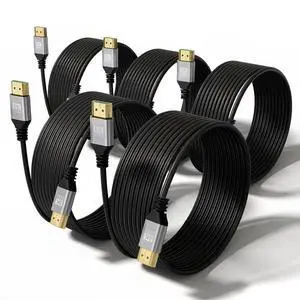 8K Slim HDMI Cables 15FT 5-Pack, 48Gbps Ultra High-Speed, HDMI 2.1 Cord Supports VRR, ALLM, eARC, HDCP2.3, Dolby Atmos & DTS:X, HDR10+ for TV, Monitor, Computer, Laptop, Projector, PS5, Xbox 8K Slim HDMI Cables 15FT 5-Pack, 48Gbps Ultra High-Speed, HDMI 2.1 Cord Supports VRR, ALLM, eARC, HDCP2.3, Dolby Atmos & DTS:X, HDR10+ for TV, Monitor, Computer, Laptop, Projector, PS5, Xbox
