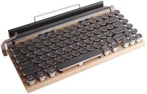 Sanpyl Retro Typewriter Keyboard, 83 Keys Vintage Bluetooth Mechanical Keyboard, Blue Gaming Keyboards for Desktop PC, Laptop (Wood Grain Color) Sanpyl Retro Typewriter Keyboard, 83 Keys Vintage Bluetooth Mechanical Keyboard, Blue Gaming Keyboards for Desktop PC, Laptop (Wood Grain Color)