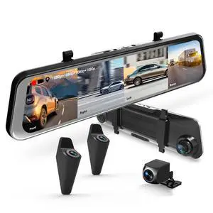 UZIVO U24 Mirror Dash Cam, 4-Channel, 12 Touchscreen, 1080p, 170 Wide Angle, Stream Media, Auto-Backup Camera for Car, Truck, Taxi, Night Vision, Parking MonitorFree 128GB Card UZIVO U24 Mirror Dash Cam, 4-Channel, 12 Touchscreen, 1080p, 170 Wide Angle, Stream Media, Auto-Backup Camera for Car, Truck, Taxi, Night Vision, Parking MonitorFree 128GB Card