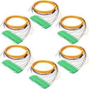 Duogalia 6-Pack SC/APC Fiber Optic Pigtail, 1.2m 12 Strand SingleMode 9/125 Fiber Pigtail, 12 Color-Coded Fiber Patch Cords for Fusion Splicing Duogalia 6-Pack SC/APC Fiber Optic Pigtail, 1.2m 12 Strand SingleMode 9/125 Fiber Pigtail, 12 Color-Coded Fiber Patch Cords for Fusion Splicing