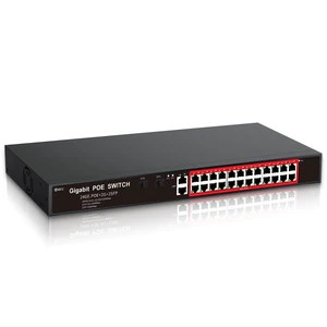 STEAMEMO 24-Port Managed Gigabit PoE+ Switch ^^ 24PoE+ Ports@360W, 2Gigabit Uplinks, 2SFP ^^ VLAN, QoS, Port Mirroring ^^ Metal Casing, Plug & Play ^^ Overload Cutoff w/ Port STEAMEMO 24-Port Managed Gigabit PoE+ Switch ^^ 24PoE+ Ports@360W, 2Gigabit Uplinks, 2SFP ^^ VLAN, QoS, Port Mirroring ^^ Metal Casing, Plug & Play ^^ Overload Cutoff w/ Port