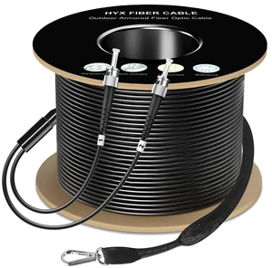 HYX FIBER CABLE-ST to ST Single Mode Fiber Patch Cable,500ft/150m,ST-ST Outdoor Armored Fiber Optic Cable,Duplex Industrial TPU,Direct Burial 9/125um Optical Jumper with Pulling Eye Kit, OD-5mm,Black HYX FIBER CABLE-ST to ST Single Mode Fiber Patch Cable,500ft/150m,ST-ST Outdoor Armored Fiber Optic Cable,Duplex Industrial TPU,Direct Burial 9/125um Optical Jumper with Pulling Eye Kit, OD-5mm,Black