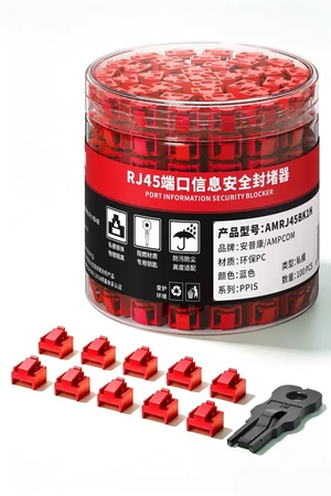 AMPCOM RJ45 Port Lock 100-Pack 3-Point Tamper-Proof Blocker w/ 2 Keys Red AMPCOM RJ45 Port Lock 100-Pack 3-Point Tamper-Proof Blocker w/ 2 Keys Red