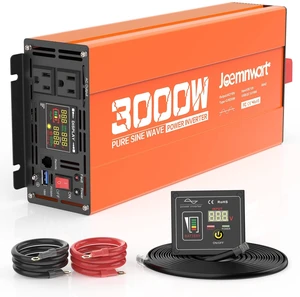 Joemnwart 3000W Pure Sine Wave Power Inverter 12V DC to 110V AC Converter, LED Display,Remote Control, Car Inverter with 2AC Outlets,Fast Charging USB Port for RV,Truck,Home Joemnwart 3000W Pure Sine Wave Power Inverter 12V DC to 110V AC Converter, LED Display,Remote Control, Car Inverter with 2AC Outlets,Fast Charging USB Port for RV,Truck,Home