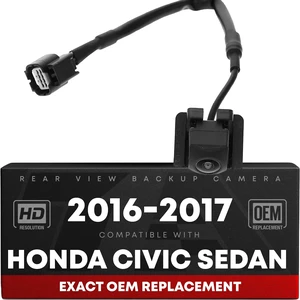 Rear View Backup Camera, Reverse Park Assist - Compatible with 2016-2017 Honda Civic Sedan - OEM 39530TBAA01, HO1960136 Rear View Backup Camera, Reverse Park Assist - Compatible with 2016-2017 Honda Civic Sedan - OEM 39530TBAA01, HO1960136