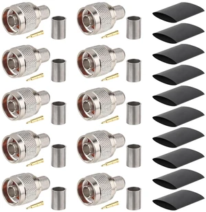 MOOKEERF N Male Crimp Connector 50 ohm N Male Plug Crimp Coax Connector Adapter for LMR400 RG8 RG8U RG213 Cable (Pack of 10) MOOKEERF N Male Crimp Connector 50 ohm N Male Plug Crimp Coax Connector Adapter for LMR400 RG8 RG8U RG213 Cable (Pack of 10)