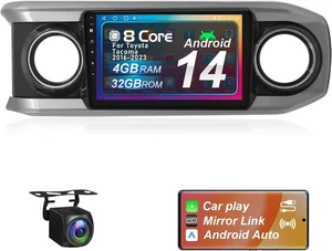 Car Radio Stereo for Toyota Tacoma 2016-2023, 8 Core, Android 14, Head Unit with Wireless Carplay&Android Auto, Bluetooth, Voice Control, 10.1" HD Touchscreen, AM/FM/RDS, Backup Camera, SWC Car Radio Stereo for Toyota Tacoma 2016-2023, 8 Core, Android 14, Head Unit with Wireless Carplay&Android Auto, Bluetooth, Voice Control, 10.1" HD Touchscreen, AM/FM/RDS, Backup Camera, SWC