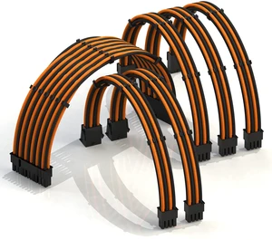 LINKUP ATX 24-Pin PSU Extension Cable ^^ Braided Sleeved, 50cm, Orange/Black LINKUP ATX 24-Pin PSU Extension Cable ^^ Braided Sleeved, 50cm, Orange/Black