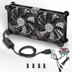 ELUTENG 140mm Dual USB Computer Fan with Temperature Controller Flow VR Blower for 3 Speed Control Max 1500RPM Cooling Ventilator with 8 Silicone Pads for Laptop/Receiver/DVR/Computer Cooling ELUTENG 140mm Dual USB Computer Fan with Temperature Controller Flow VR Blower for 3 Speed Control Max 1500RPM Cooling Ventilator with 8 Silicone Pads for Laptop/Receiver/DVR/Computer Cooling