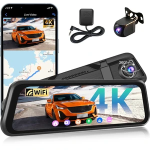 Volxcereo 4K Mirror Dash Cam, 9.66 inch Touchscreen Rear View Mirror Camera Volxcereo 4K Mirror Dash Cam, 9.66 inch Touchscreen Rear View Mirror Camera