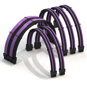 LINKUP ATX 24-Pin PSU Extension Cable ^^ Braided Sleeved, 50cm, Black/Purple LINKUP ATX 24-Pin PSU Extension Cable ^^ Braided Sleeved, 50cm, Black/Purple