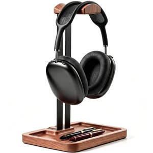LOXP Wooden Headphone Holder, Solid Stand with Non-Slip and Storage Base LOXP Wooden Headphone Holder, Solid Stand with Non-Slip and Storage Base