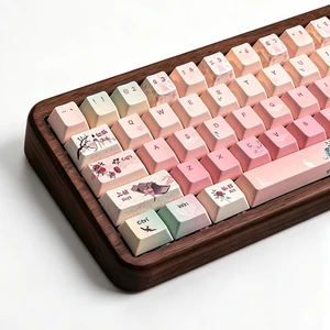 TIMSEKER PBT Keycaps Chinese Style, Gradient Pink and Green Key Caps TIMSEKER PBT Keycaps Chinese Style, Gradient Pink and Green Key Caps
