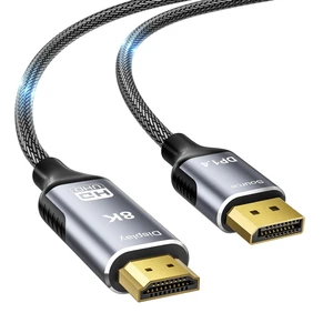 8K DisplayPort to HDMI 2.1 Cable 3.3FT - 8K@60Hz 4K@240Hz, Dynamic HDR 8K DisplayPort to HDMI 2.1 Cable 3.3FT - 8K@60Hz 4K@240Hz, Dynamic HDR
