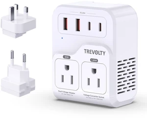 2000W Voltage Converter US to Europe for Hair Dryers, 7-in-1 220V to 110V Converter for European Travel with 3 AC/2 USBA/2 USBC Ports (PD20W), Universal Travel Adapter with Type C G Plug (White) 2000W Voltage Converter US to Europe for Hair Dryers, 7-in-1 220V to 110V Converter for European Travel with 3 AC/2 USBA/2 USBC Ports (PD20W), Universal Travel Adapter with Type C G Plug (White)