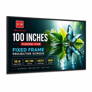 KHOMO GEAR Fixed Frame Projector Screen - Matte 100 inch - Hang on Wall - 4K - 8K Ultra HD, HDTV, HDR & Active 3D, Ultra Short Throw - 16:9 Format KHOMO GEAR Fixed Frame Projector Screen - Matte 100 inch - Hang on Wall - 4K - 8K Ultra HD, HDTV, HDR & Active 3D, Ultra Short Throw - 16:9 Format