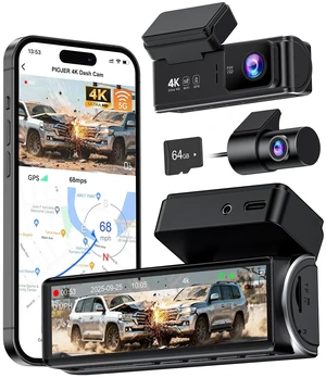 4K Dash Cam Front Rear, Dual Dash Camera for Cars Built in 5GHz/2.4GHz WiFi GPS Dashcam with G-Sensor 24H Parking Monitor Loop Recording WDR Night Vision 170 View Angle APP Control Free 64GB SD Card 4K Dash Cam Front Rear, Dual Dash Camera for Cars Built in 5GHz/2.4GHz WiFi GPS Dashcam with G-Sensor 24H Parking Monitor Loop Recording WDR Night Vision 170 View Angle APP Control Free 64GB SD Card