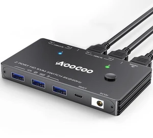 HDMI2.1 KVM Switch 2 Computers 1 Monitor, 8K@60Hz Single Monitor KVM Switch for 2 PC Share 1 Monitor and USB3.0 Devices, with USB Cables,Controller and Power Adapter HDMI2.1 KVM Switch 2 Computers 1 Monitor, 8K@60Hz Single Monitor KVM Switch for 2 PC Share 1 Monitor and USB3.0 Devices, with USB Cables,Controller and Power Adapter