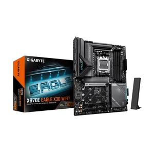 GIGABYTE X870E Eagle X3D WF7 AMD AM5 ATX Motherboard, Supports AMD Ryzen 9000/8000/7000 Series, DDR5, 16+2+2 Power Phase, 4X M.2, PCIe 5.0, USB4 Type-C, WIFI7, 5 GbE, PCIe EZ-Latch, 5-Year GIGABYTE X870E Eagle X3D WF7 AMD AM5 ATX Motherboard, Supports AMD Ryzen 9000/8000/7000 Series, DDR5, 16+2+2 Power Phase, 4X M.2, PCIe 5.0, USB4 Type-C, WIFI7, 5 GbE, PCIe EZ-Latch, 5-Year