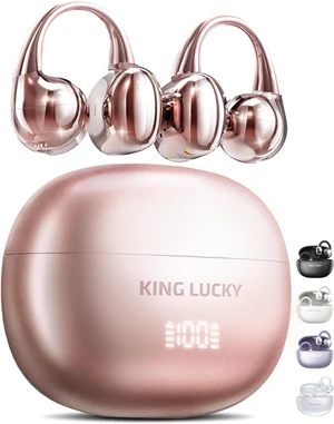 King Lucky Next-gen Clip on Earbuds Open Ear Wireless Bluetooth 6.0 Headphones with Mic,50H Play,ENC,IPX5 Waterproof,Sports Ear Buds,Comfortable for Small Ears&Fitness,Running (LED Display, Pin King Lucky Next-gen Clip on Earbuds Open Ear Wireless Bluetooth 6.0 Headphones with Mic,50H Play,ENC,IPX5 Waterproof,Sports Ear Buds,Comfortable for Small Ears&Fitness,Running (LED Display, Pin