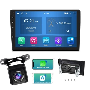 Double Din Car Stereo Audio Receiver Compatible with Apple Carplay, Android Auto, 10 Inch Full Touchscreen Car Stereo, Backup Camera, Bluetooth, USB/TF/AUX Port, A/V Input, FM Double Din Car Stereo Audio Receiver Compatible with Apple Carplay, Android Auto, 10 Inch Full Touchscreen Car Stereo, Backup Camera, Bluetooth, USB/TF/AUX Port, A/V Input, FM