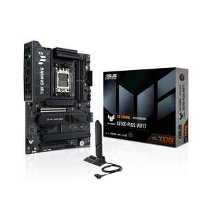 TUF Gaming X870E-PLUS WIFI7 AMD X870E ATX Motherboard with 16+2+1 80A Power Stages, DDR5 Support with AEMP, PCIe 5.0 x16 with PCIe Slot Q-Release Slim, Four M.2 Slots, WiFi 7 with ASUS WiFi Q-Ant TUF Gaming X870E-PLUS WIFI7 AMD X870E ATX Motherboard with 16+2+1 80A Power Stages, DDR5 Support with AEMP, PCIe 5.0 x16 with PCIe Slot Q-Release Slim, Four M.2 Slots, WiFi 7 with ASUS WiFi Q-Ant