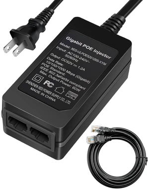 60W Gigabit PoE++ Injector Adapter, 328ft Power Over Ethernet for AP 60W Gigabit PoE++ Injector Adapter, 328ft Power Over Ethernet for AP