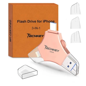 MFi Certified Flash Drive for iPhone iPad 256GB, 3in1 External Memory Photo Keeper Storage Stick for Picture/Video/Data Saver/Backup, USB 3.0 High Speed Thumb/Jump/Hard Drives USB Port Cards -Rose MFi Certified Flash Drive for iPhone iPad 256GB, 3in1 External Memory Photo Keeper Storage Stick for Picture/Video/Data Saver/Backup, USB 3.0 High Speed Thumb/Jump/Hard Drives USB Port Cards -Rose