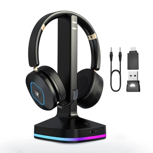 Bluetooth Headset with Microphone, Wireless Headset AI Noise Cancelling Mic, Dual-Mode Bluetooth 6.0 & 2.4G Dongle, Wireless Headphones for 45H Work RGB/HUB Base, Meeting/Office/PC/Phone Bluetooth Headset with Microphone, Wireless Headset AI Noise Cancelling Mic, Dual-Mode Bluetooth 6.0 & 2.4G Dongle, Wireless Headphones for 45H Work RGB/HUB Base, Meeting/Office/PC/Phone