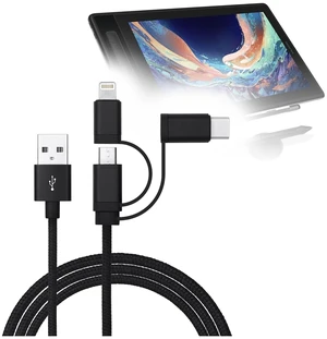 BoxWave Cable Compatible with Huion Kamvas Pro 13 (2.5K) - AllCharge 3-in-1 Cable - Jet Black BoxWave Cable Compatible with Huion Kamvas Pro 13 (2.5K) - AllCharge 3-in-1 Cable - Jet Black