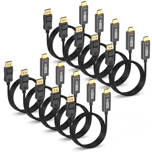 4K Displayport to HDMI Cable 6ft 10-Pack Uni-Directional DP to HDMI Cord 4K@30HZ 2K@120HZ 1080P HDR - Gold-Plated Male to Male HDTV for Dell Projector Desktop AMD NVIDIA Lenovo HP ThinkPad 4K Displayport to HDMI Cable 6ft 10-Pack Uni-Directional DP to HDMI Cord 4K@30HZ 2K@120HZ 1080P HDR - Gold-Plated Male to Male HDTV for Dell Projector Desktop AMD NVIDIA Lenovo HP ThinkPad