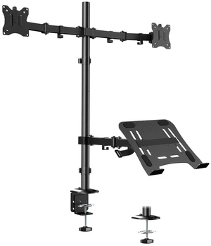 Dual Monitor and Laptop Desk Mount fits 17-32 Inch, Full Motion Dual Monitor and Laptop Desk Mount fits 17-32 Inch, Full Motion
