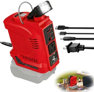 180W Portable Power Inverter Compatible with Milwaukee 18V Battery, AC Input Dual Charging, 360 LED Light, Battery Gauge, USB-C PD/USB QC 3.0/DC Port/AC Outlet, for Camping, Emergency Use (Tool Only) 180W Portable Power Inverter Compatible with Milwaukee 18V Battery, AC Input Dual Charging, 360 LED Light, Battery Gauge, USB-C PD/USB QC 3.0/DC Port/AC Outlet, for Camping, Emergency Use (Tool Only)