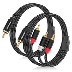 HOSONGIN RCA Y Splitter Cable, 3.3Ft, 2Pack, 1 Male to 2 Male Audio Cable, Gold-Plated, Noise-Free Durable Braided Design RCA Adapter for Subwoofers, Amplifiers, TVs, Home Theater, Hi-Fi Systems HOSONGIN RCA Y Splitter Cable, 3.3Ft, 2Pack, 1 Male to 2 Male Audio Cable, Gold-Plated, Noise-Free Durable Braided Design RCA Adapter for Subwoofers, Amplifiers, TVs, Home Theater, Hi-Fi Systems