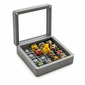 Jyvoxia 16-Slot Artisan Keycap Display Case, Cement Gray 3D Printed Keycap Storage Box with Magnetic Lid, Dust-Proof Acrylic Cover, Minimalist Desk Setup Organizer for Mechanical Keyboard Enthusiasts Jyvoxia 16-Slot Artisan Keycap Display Case, Cement Gray 3D Printed Keycap Storage Box with Magnetic Lid, Dust-Proof Acrylic Cover, Minimalist Desk Setup Organizer for Mechanical Keyboard Enthusiasts