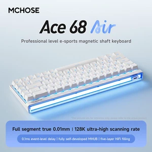MCHOSE ACE 68 60% Mechanical Gaming Keyboard Wired Rapid Trigger Hall Effect Keyboard Magnetic Switch Hyper-Fast 8000Hz Adjustable Actuation, Hot Swap, RGB PC MAC Laptop(White/Huoying) MCHOSE ACE 68 60% Mechanical Gaming Keyboard Wired Rapid Trigger Hall Effect Keyboard Magnetic Switch Hyper-Fast 8000Hz Adjustable Actuation, Hot Swap, RGB PC MAC Laptop(White/Huoying)