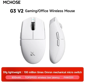 MCHOSE Wireless A5V3 Gaming Mouse, Ultra-Fast Performance, Ultra Lightweight (59g), Customizable Click Haptics, USB-C charging, for PC/Mac/Laptop(White) MCHOSE Wireless A5V3 Gaming Mouse, Ultra-Fast Performance, Ultra Lightweight (59g), Customizable Click Haptics, USB-C charging, for PC/Mac/Laptop(White)