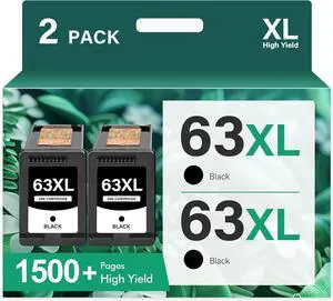 63 63XL Black Ink Cartridge Remanufactured Replacement for HP Ink 63 XL for HP Envy 4520 Officejet 3830 4650 5255 5258 5200 4655 4512 Deskjet 1112 3630 Printer 2-Pack