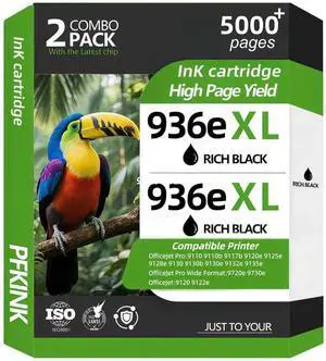 936e 936XL Black Ink Cartridges Combo Replacement for HP 936e 936xl Black Ink Cartridges for OfficeJet 9122e; OfficeJet Pro 9110b, 9125e, 9128e,9135e; OfficeJet Pro Wide Format9700(2 *Black,2PACK)